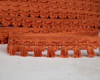 Rust Brown Relax Tassel Fringe Trim | 3 cm - 1.18 inches Width Tassel Trimming | Sold by the meter