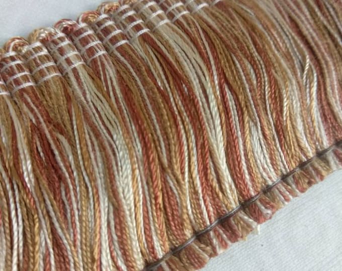 Brown Beige Ivory Rayon Brush Fringe Trimming | 5cm-1.96" Height Upholstery Cushions Trim, Decorative Pillows Trim | Sold by meter