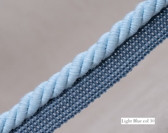 10mm or 6mm Relax Flanged Piping Cord | Light Blue Thick Upholstery Cord with Tape | Sold by the meter