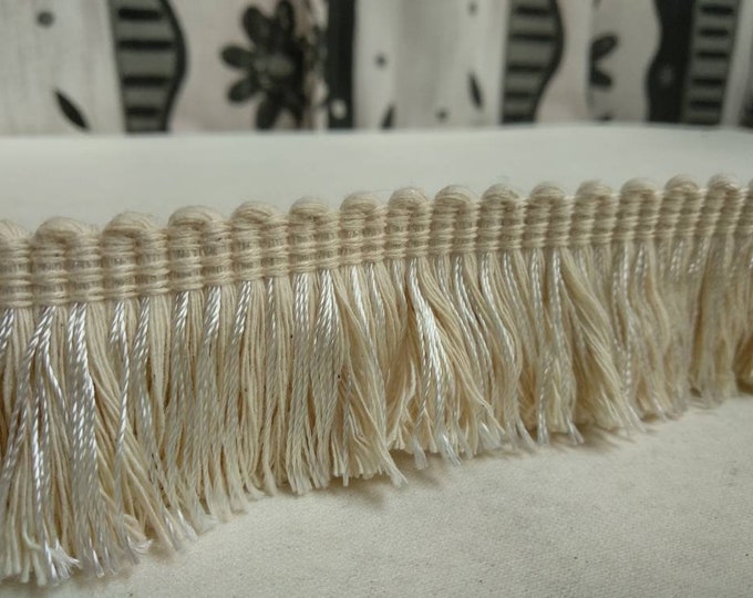 Ivory Cotton Rayon Brush Fringe Trim | 4cm - 1.57 inches width decoration brush fringe trimming