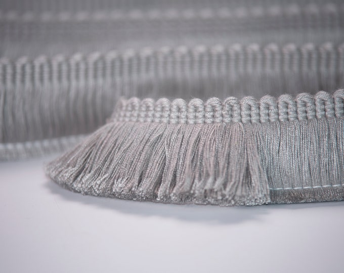 Silver Gray Brush Fringe Trim | 4 cm - 1.57 inches width brush fringe by the meter