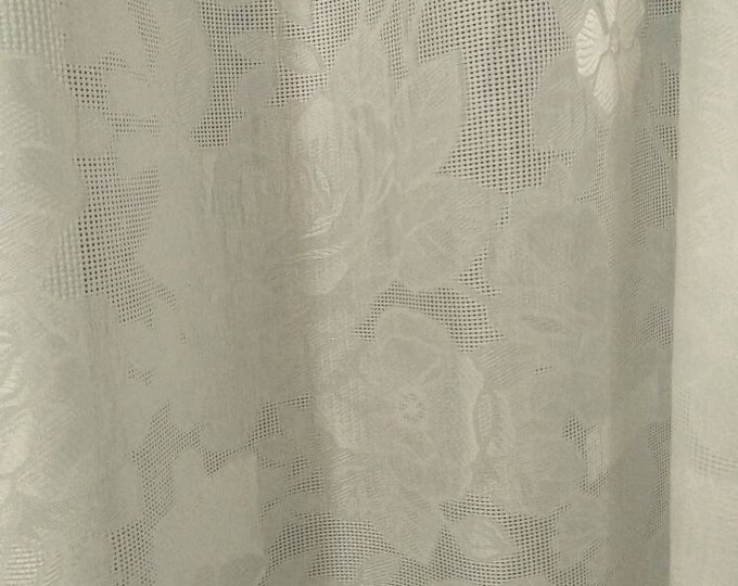 Embroidered ivory flowers design curtains fabric/340cm width curtains polycotton fabric decoration flowers