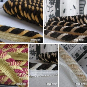 10mm-0.39" Chenille Piping Cord | 5 Colors Upholstery Cord with lip | Sold by the meter (39"/1.09yards)