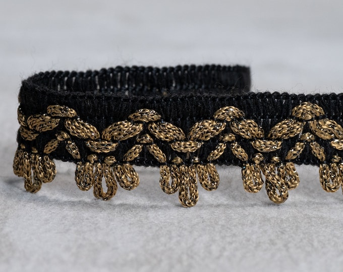 Ethnic Acrylic-Lurex Tassel gimp Fringe Trimming/Metallic braid VanDyke design/Width:2.6cm-1.02inches/ Perfect for Retro swing projects