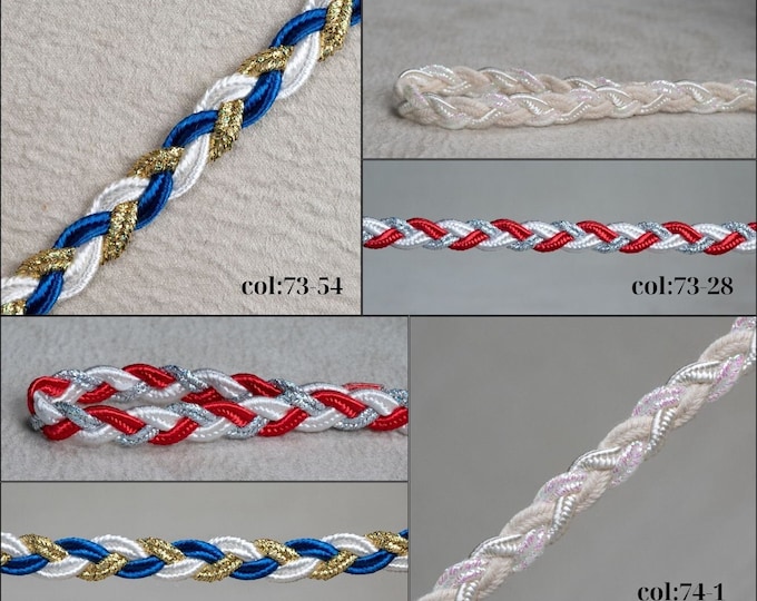 1cm-0.39" Thick soutaj - chenille - Rayon  braid trim fringe | Shiny Threads Knotted Braid Apparel Trim by meter
