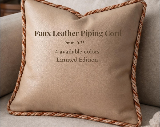 9mm-0.36" Faux Leather Piping Cord|Twisted Rope Cushion Trim | Fashion Piping Trim | Sold by the meter (39"/1.09yards)