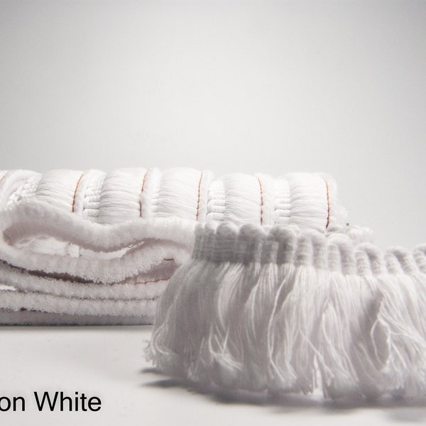 White 100% Cotton brush fringe trim| 4 cm-1.57 inches wide rich brush trim