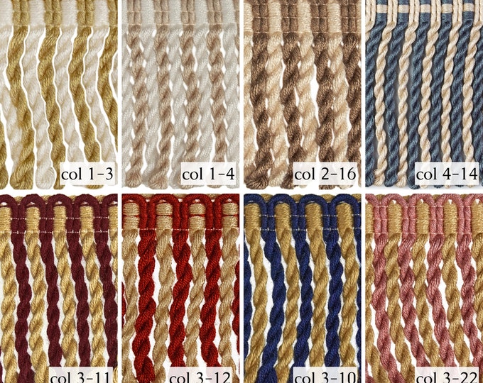 Relax Bullion Fringe Trim |Available in 7 cm(2.7") or 12cm(4.7") Height | Multicolored Rich Bullion Fringe Trim | Sold by the meter