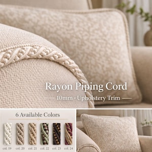 Rayon Flanged Piping Cord 10mm (0.39"), Upholstery Trim for Sofa Cushion & Curtain Edge, Decorative Sewing Cord by the Meter