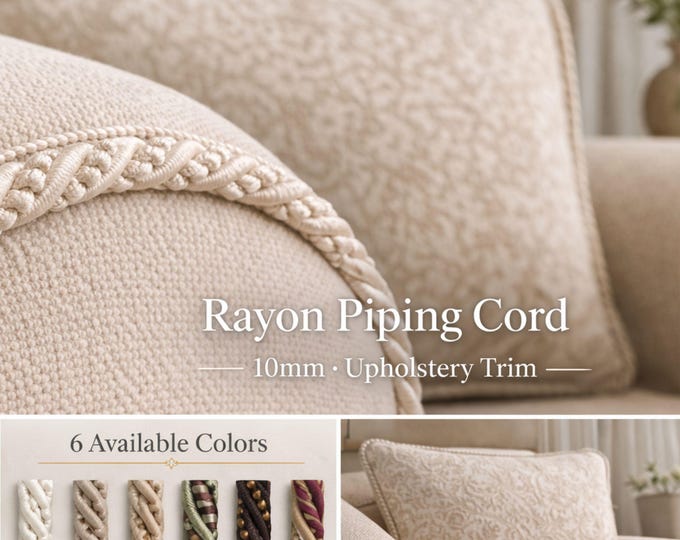 Rayon Flanged Piping Cord 10mm (0.39"), Upholstery Trim for Sofa Cushion & Curtain Edge, Decorative Sewing Cord by the Meter