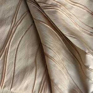 Taffeta beige gold waves curtains embroidered fabric|Double Height 300cm/118inches