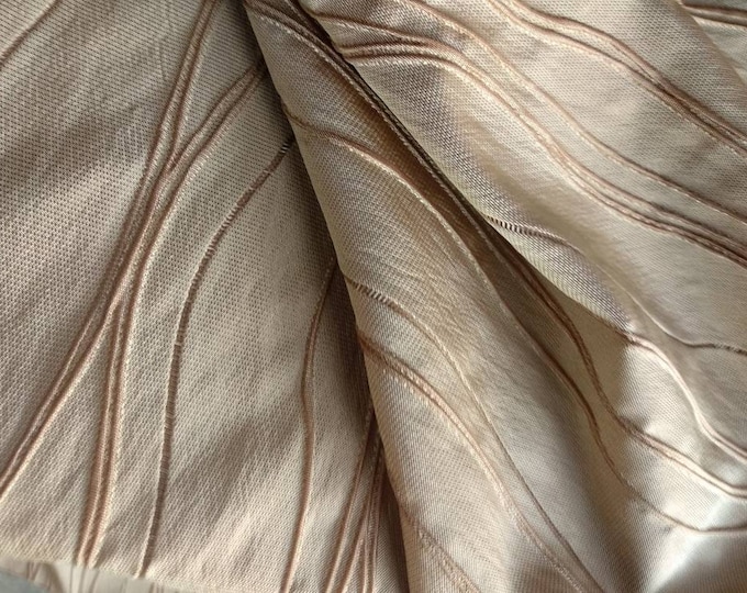 Taffeta beige gold waves curtains embroidered fabric|Double Height 300cm/118inches