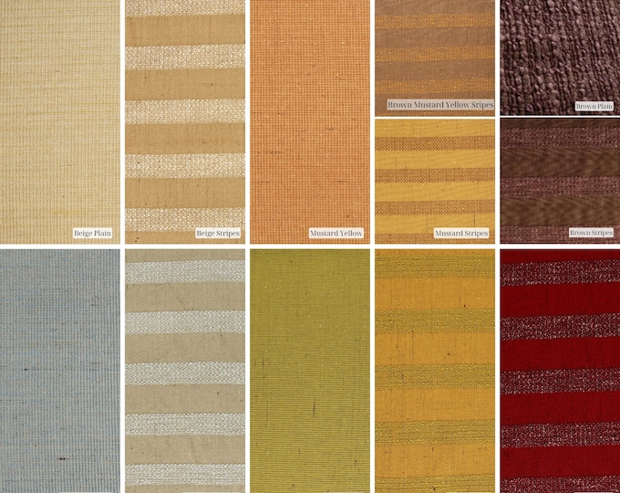 Plain & Stripes Cotton Viscose Upholstery Fabric | 140cm - 55 inches Ethnic Boho High Quality Italian Upholstery Fabrics by meter