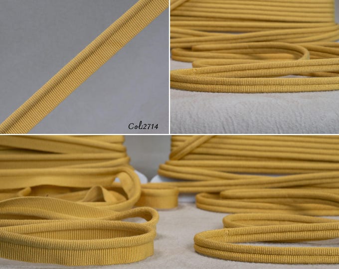 Yellow double Piping Cord or Piping |10mm-0.36" double gimp piping or 5mm - 0.19" Flanged Piping|Double Upholstery Gimp Trim