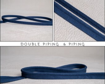 Navy Blue Double Piping Cord or Piping |10mm-0.39" double gimp piping or 5mm - 0.19" Flanged Piping|Double Upholstery Gimp Trim