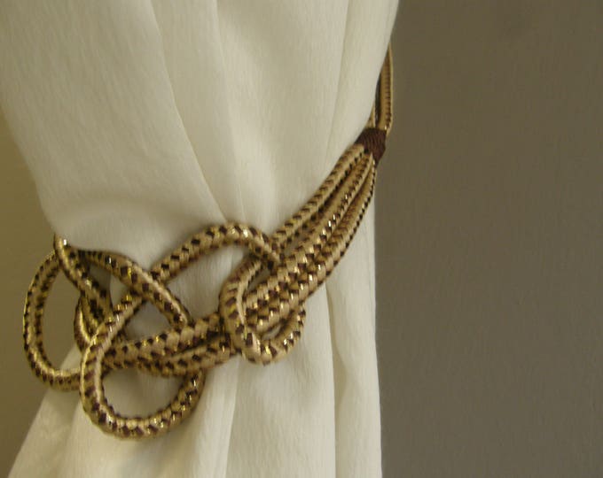 Gold Lurex Curtains Tiebacks |1 meter length|Gold Drapes Tiebacks,Voiles Holdbacks|Lurex Gold tassel Tieback|Gold Tassel tiebacks lurex