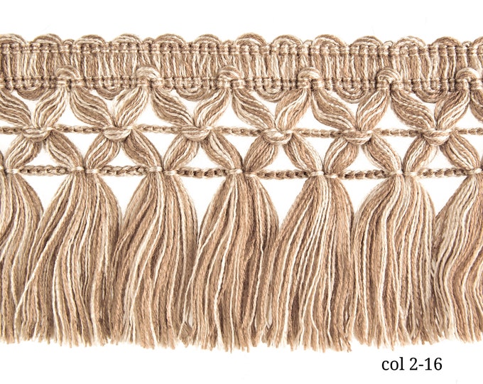 Mocca Ecru Braid Tassel Fringe Trim|8cm - 3.15" Wide Lace Trim Ribbon trims