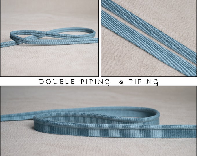 Blue Ciel Double Piping Cord or Piping |10mm-0.39" double gimp piping or 5mm - 0.19" Flanged Piping|Double Upholstery Gimp Trim