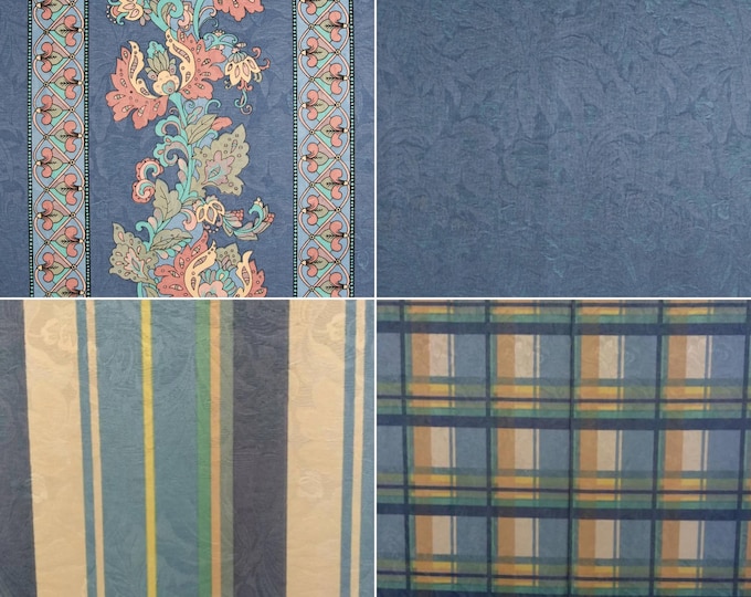 Blue Raf Floral printed Jacquard Upholstery Fabric Collection|160cm-62.9" width Upholstery Fabrics| Sold by the meter (39"/1.09yards)