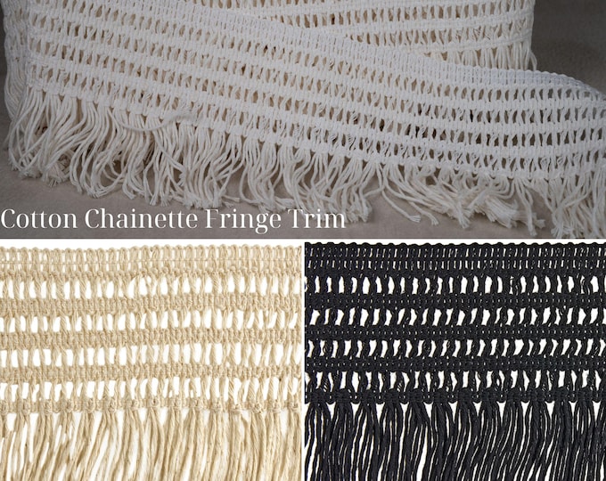 100% Cotton Chainette Fringe Trim | 11 cm - 4.3" tassel fringe upholstery  furnishing tablecloths clothes