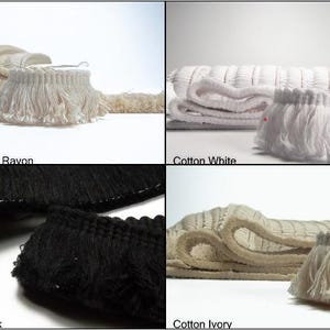 Frangia decorativa in cotone 100% – 4 cm (1,57") – Disponibile in 4 colori – Frangia decorativa in cotone naturale per tappezzeria, tende e artigianato