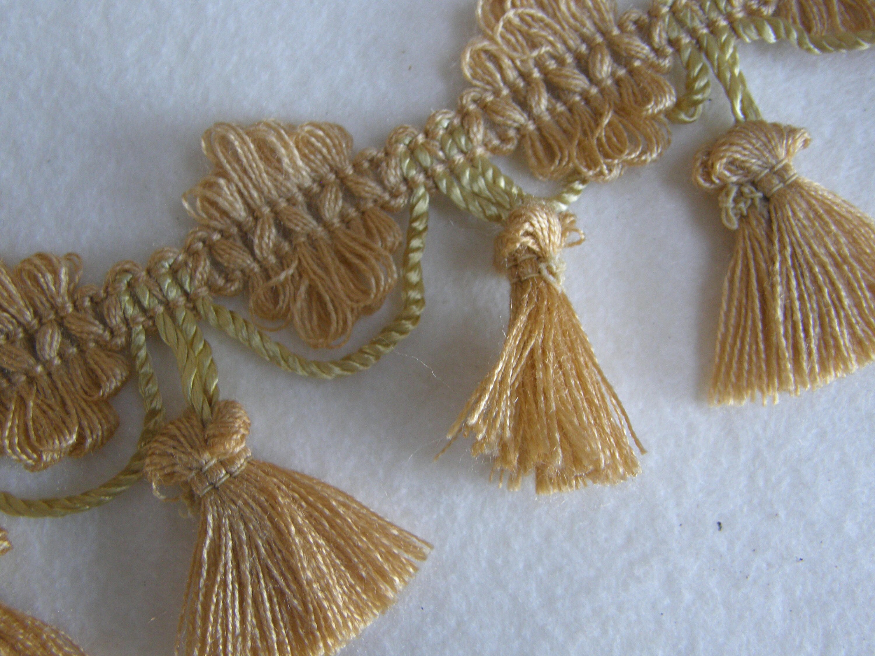 Beige YellowGold Tassel fringe trimBraided gimp5m long last piece