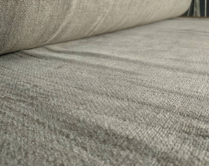 Beige Grey Chenille Upholstery Fabric | 280cm-110 inches Chenille Double Width Uphostery Fabric