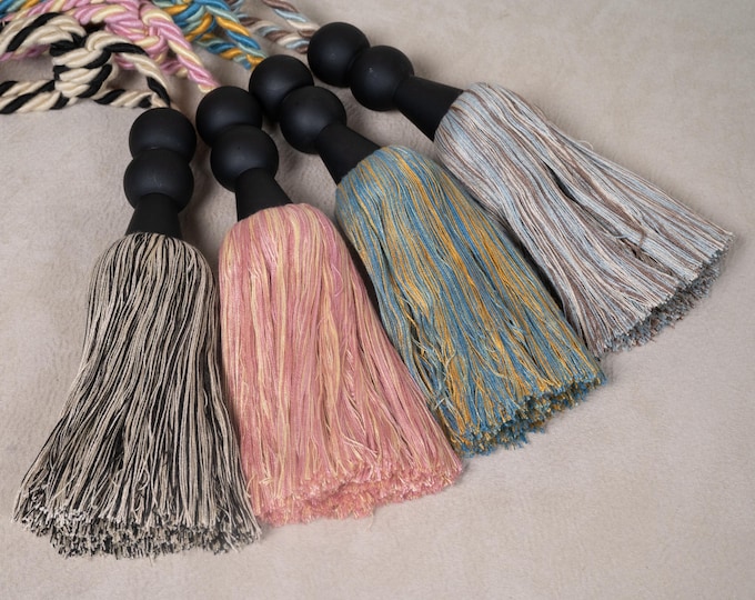 Cotton wood modern Tiebacks/4 color/ curtains tiebacks, drapes holdbacks, voiles tie back decoration window treatment/multicolor tiebacks