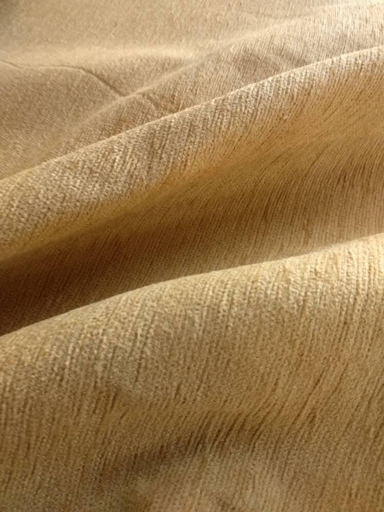 Chenille Tan Slub Weave | Heavy Upholstery Fabric | 54 Wide | By the Yard