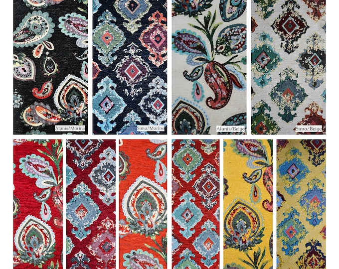 Ethnic Cotton Jacquard Upholstery Fabric | Double Width 280cm-108 inches Cushions, Upholstery, Decoration  Bohemian,boho Fabric