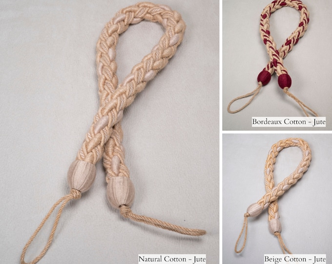 Thick Jute Cotton Weave Rope Curtain Tiebacks | 80cm-31.4" Boho Style Embrasse Cord Ties | Voile Drapes Curtains Modern Tie-back Hold-back