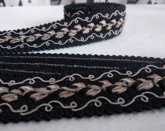 Black grey gimp braided fringe trimmings/3 cm wide gimp braid embroidered decoration trims