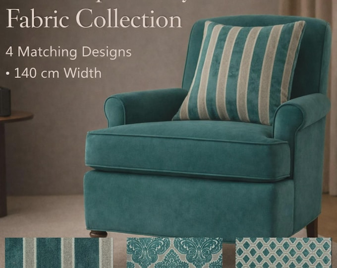 Velvet Petrol Classic Chenille Upholstery Fabric | 140 cm - 55 inches Width Upholstery Fabric