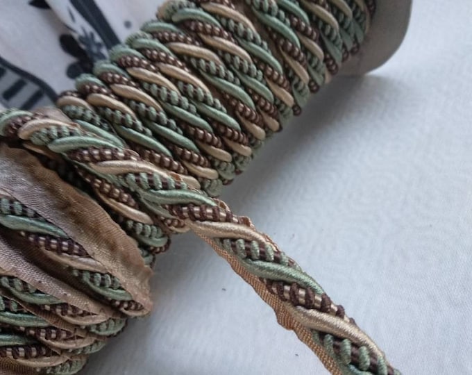 10mm-0.39"FAB Rayon Flanged Piping Cord | Green Beige Brown Upholstery Piping Cord by the meter (39"/1.09yards)