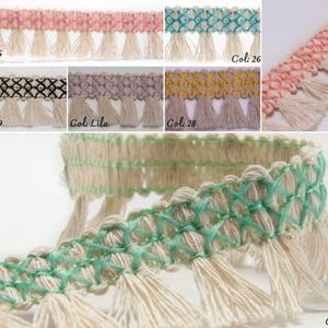 40 Colors Cotton-Relax  Tassel Fringe Trimming | 2,5cm-1&#39;&#39; inche width Tassel Fringe/ sold  by the meter