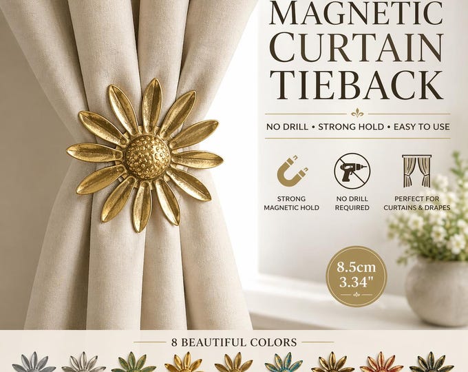 Margaret Magnetic Curtains Tiebacks | 8.5cm-3.34" Decorative Curtains Holdbacks Without Wire