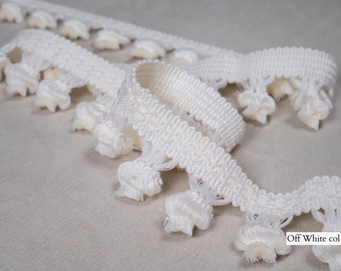 Off White Relax Onion Tassel Fringe Trim | 5.5cm-2.17" Height | Curtains-Cushions-Throws Decoration trims | Sold by the meter