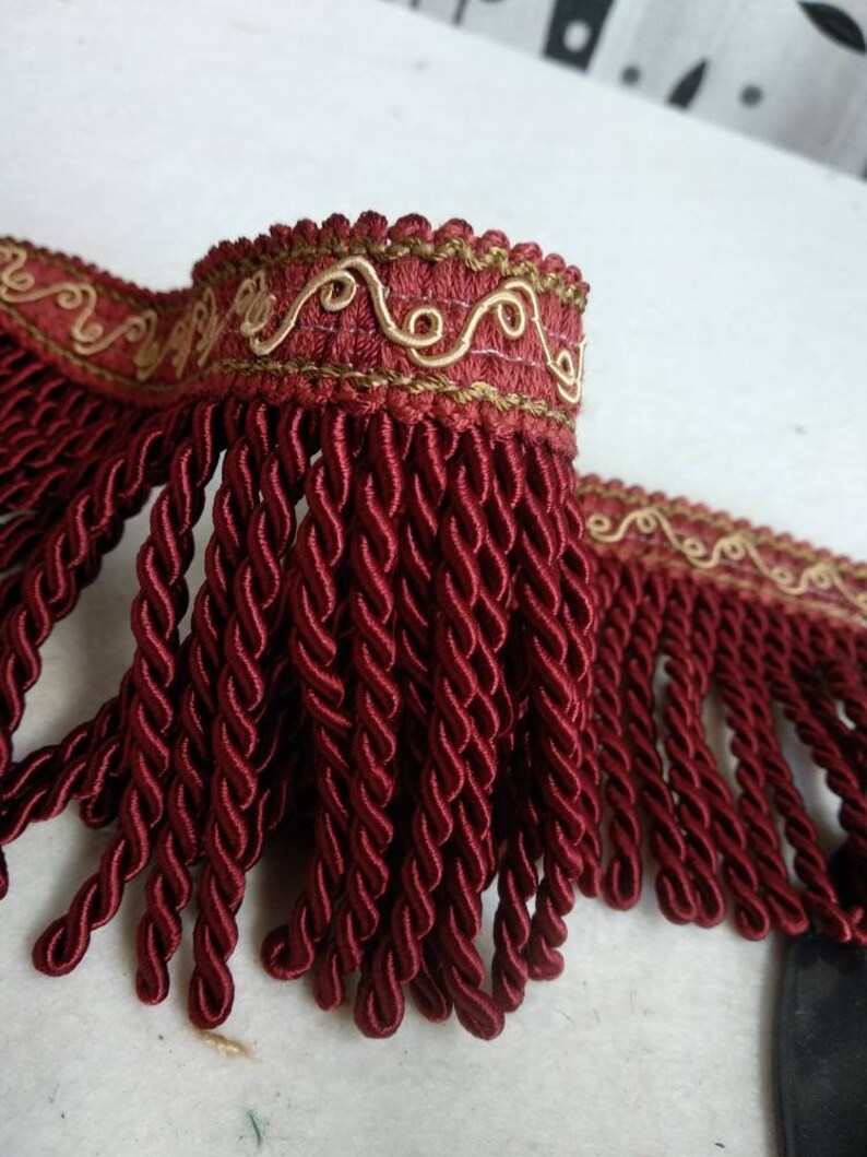 Red Winegold Bullion Fringe Upholstery Trimmings10 Cm Etsy