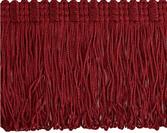 Red Wine Double Weld Fringe Trim|10 cm - 3.93 inches Height Classic Trim Fringe