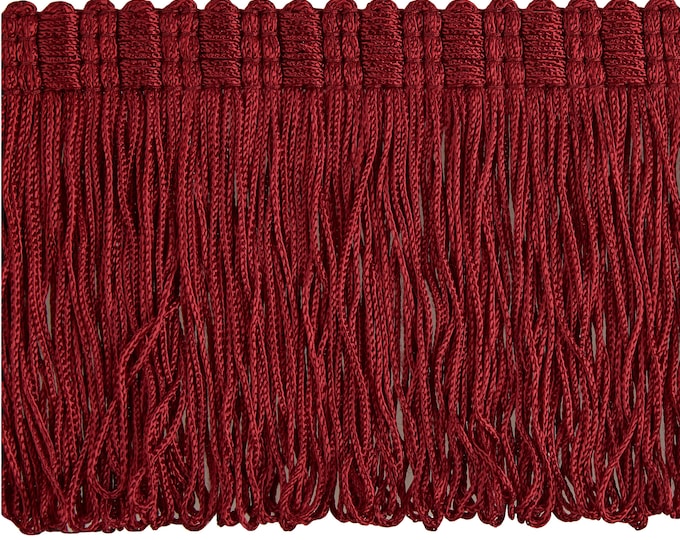 Red Wine Double Weld Fringe Trim|10 cm - 3.93 inches Height Classic Trim Fringe