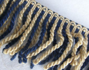 Frangia Decorativa DecoPro Bullion, 7,6 Cm, Color Oro Con Testata Blu C4T, Confezione Da 4,9 M Per Tende E Cuscini