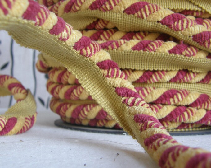 10mm-0.39" Chenille Flanged Piping Cord| Red Yellow Upholstery Piping Trim| Sold by the meter (39"/1.09yards)