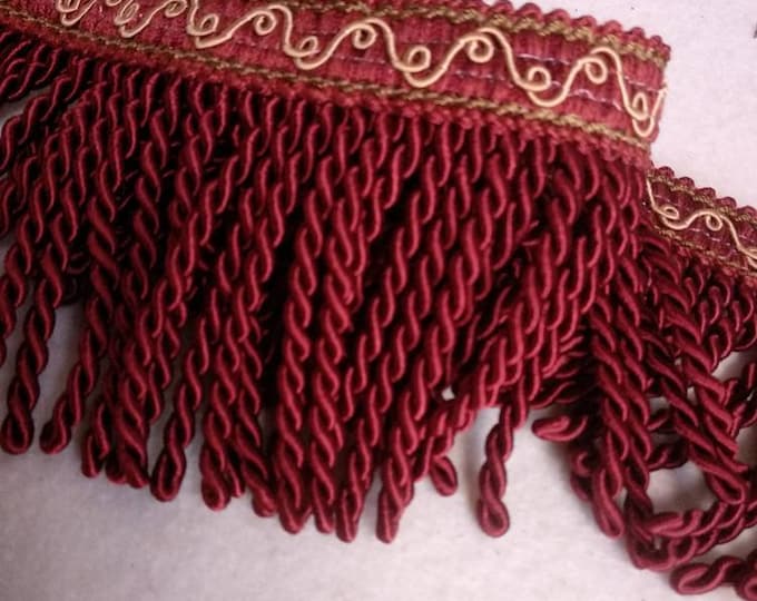 Red Wine Gold High Quality Bullion Fringe Upholstery Trimmings|10cm-3.93" width |Upholstery, Curtains, Throws Bullion Trims by the meter