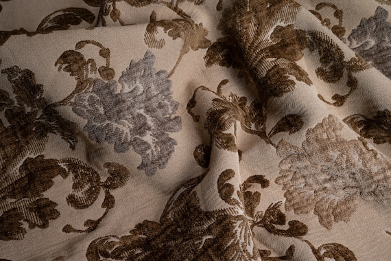 Tessuto in cotone ciniglia jacquard floreale per tappezzeria
