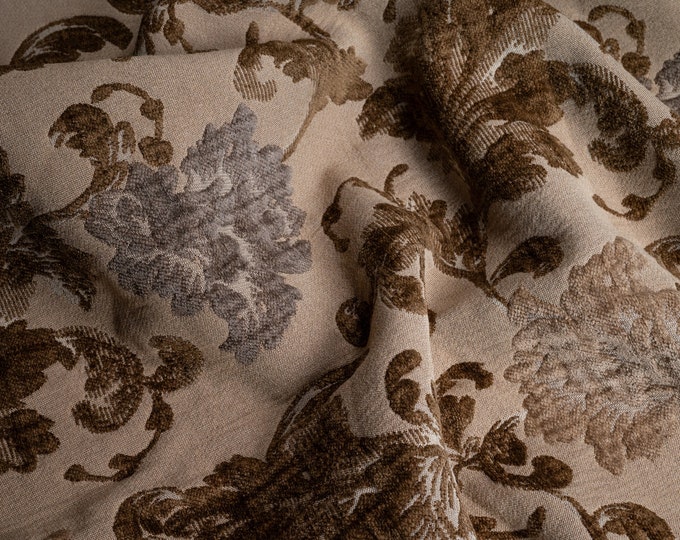 Cotton Chenille Jacquard Floral Tapestry fabric, Upholstery Furnishing, Multi Tapestry| 280cm-110" Double Width | Sold by meter