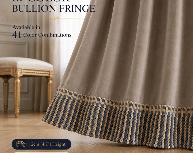 Bi-Color Bullion Fringe Trim | 7cm - 12cm Decorative Curtain & Upholstery Fringe | 41 Color Combinations | Sold by the Meter