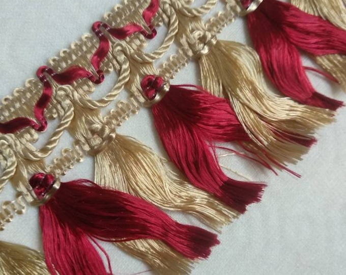 Red Gold Tassel Fringe Trims|5.5 cm -2.17 inches Braid bullion tassel fringe trimmings