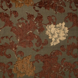 Tessuto in cotone ciniglia jacquard floreale per tappezzeria, arredamento, arazzo multiplo/ 280 cm-110&quot; larghezza doppia/ venduto al metro