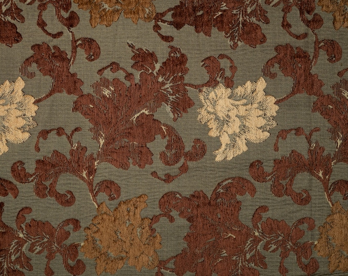 Cotton Chenille Jacquard Floral Tapestry fabric, Upholstery Furnishing, Multi Tapestry| 280cm-110" Double Width | Sold by meter