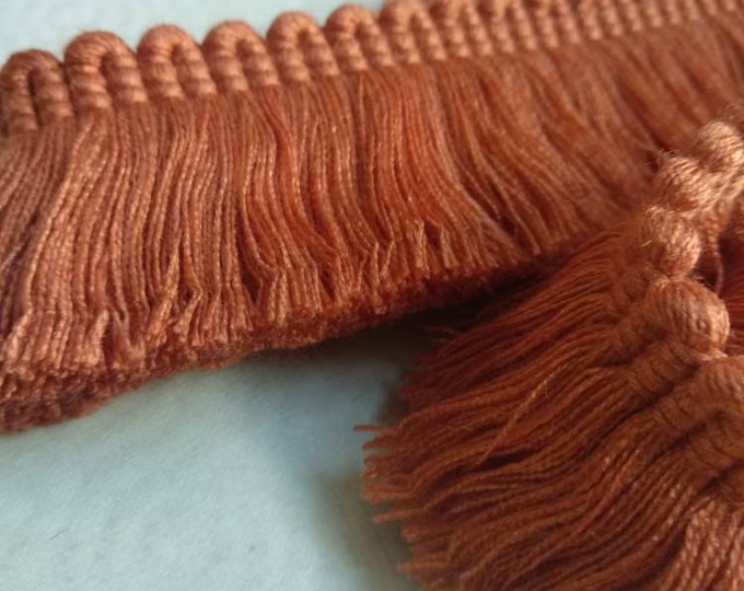 Rust Orange Brush Fringe Trim | 4 cm - 1.57 inches width brush fringe trimming by the meter